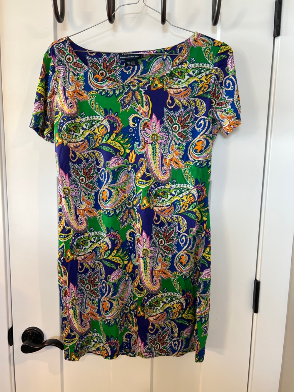 Ralph Lauren Sport Paisley Tunic Top XL Blue Green Boho Viscose